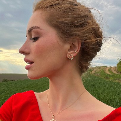 Золоті сережки - пусети "Сонце" с07856 №8