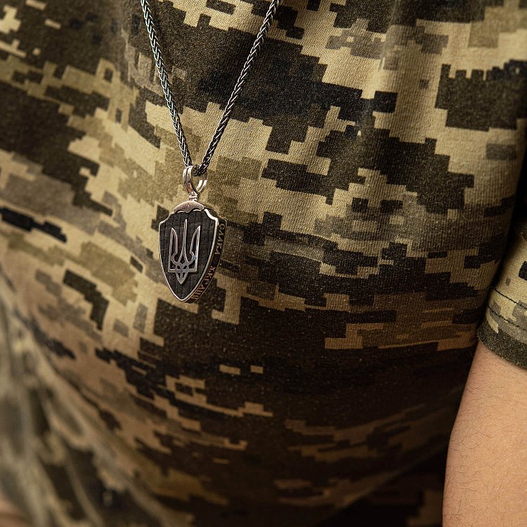 Серебряный кулон "Герб України - Тризуб. Ангел Охоронець. Слава Україні - Героям Слава" с эбеновым деревом 972 от ювелирного магазина Оникс - 17