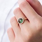 Золотое кольцо с зеленым и белыми фианитами к06829 от ювелирного магазина Оникс - 2