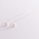 Срібні сережки - протяжки з перлами 123104 от ювелирного магазина Оникс - 1