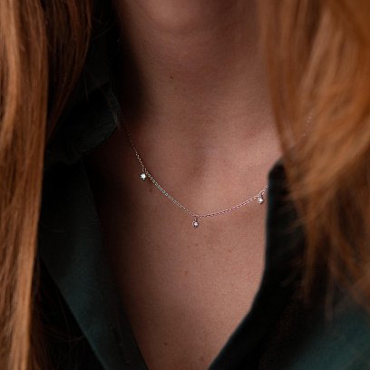 Золоте кольє "Крапельки" з діамантами колб0075z №4