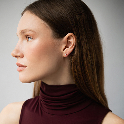 Золотые серьги - пусеты с бриллиантами сб0646di №2