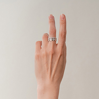 Золотое кольцо "Sharon" с черными фианитами к08301 №4