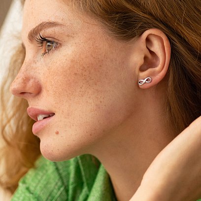 Золоті сережки - пусети "Нескінченність" с07071 №2