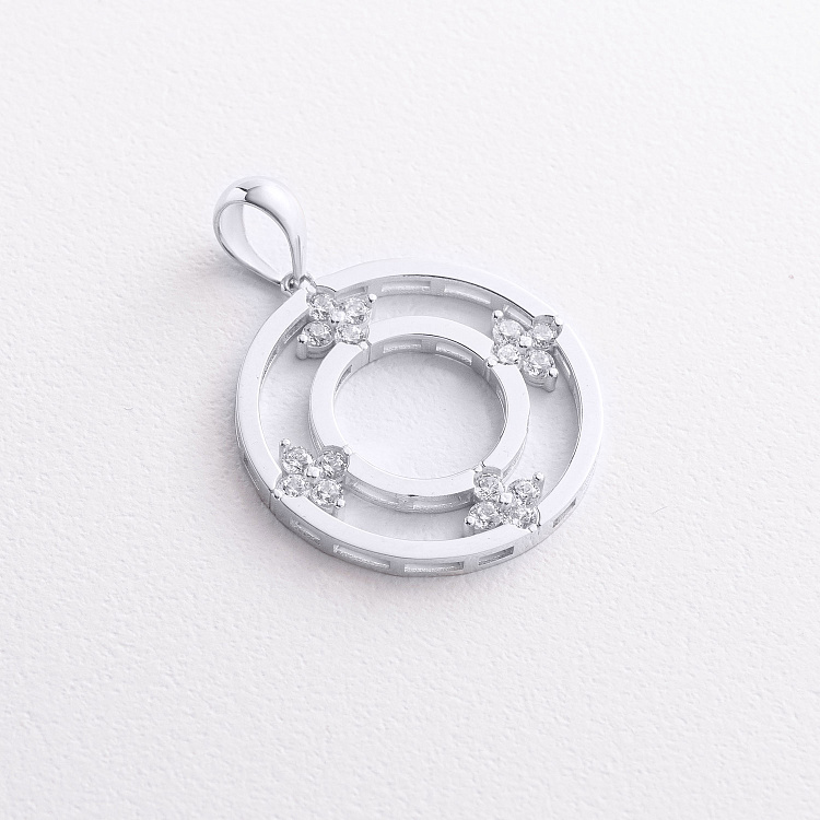 Кулон "Конюшина" з фіанітами (біле золото) п04070 від ювелірного магазину Онікс