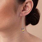 Срібні сережки - протяжки "Колібрі" (сині та жовті камені) 530 от ювелирного магазина Оникс - 4