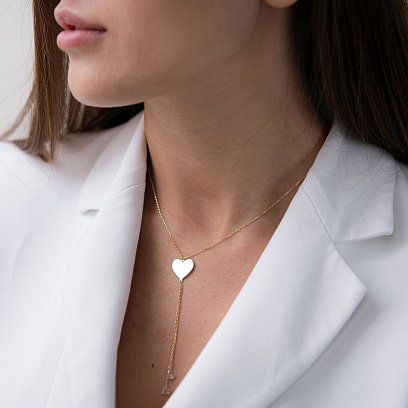 Колье "Сердце" в желтом золоте (фианит) кол01783 №2