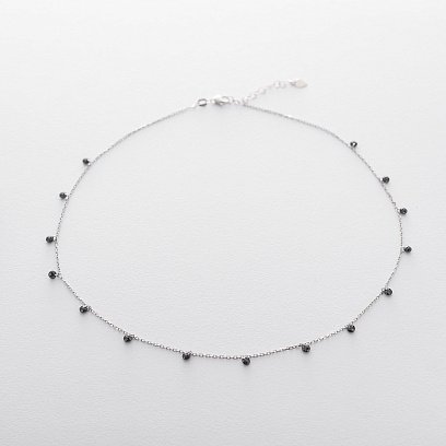 Серебряное колье с черными камнями 18872 №2