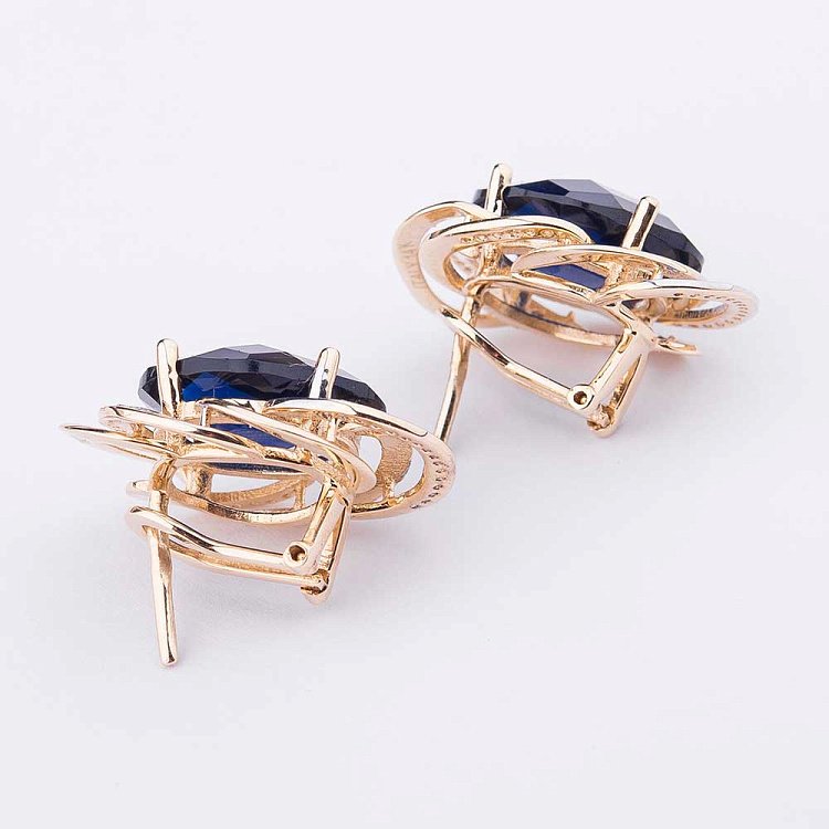 Золотые серьги с фианитами с03554 от ювелирного магазина Оникс - 3