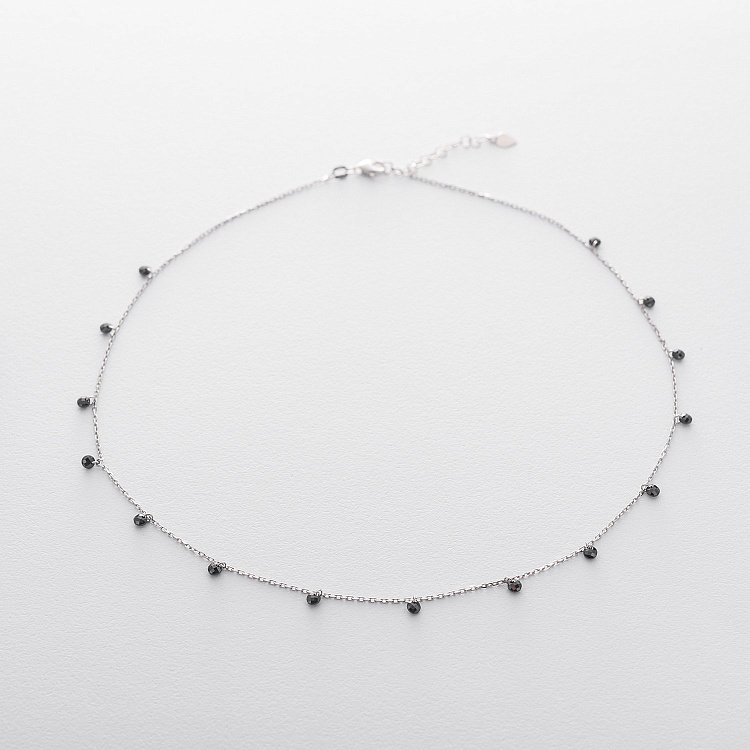 Серебряное колье с черными камнями 18872 от ювелирного магазина Оникс - 3