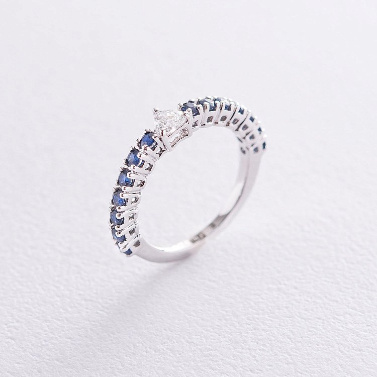 Золотое кольцо "Сердце" (сапфир, бриллиант) кб0259ar от ювелирного магазина Оникс