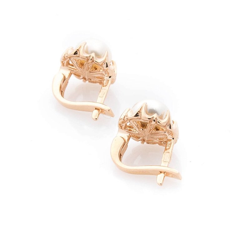 Золоті сережки з культ. прісн. перлами с05235 від ювелірного магазину Онікс - 2