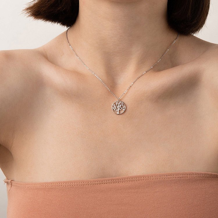 Срібне кольє "Древо життя" з фіанітами 181178 від ювелірного магазину Онікс - 1