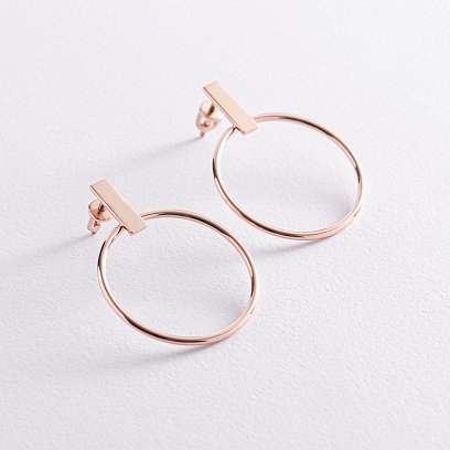 Серьги - пусеты "Уверенность" в красном золоте с07884 №4