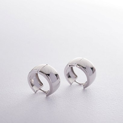 Золотые серьги-кольца без камней с02964 №6