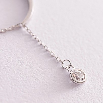 Золота каблучка з підвіскою (фіаніт) к06995 №3