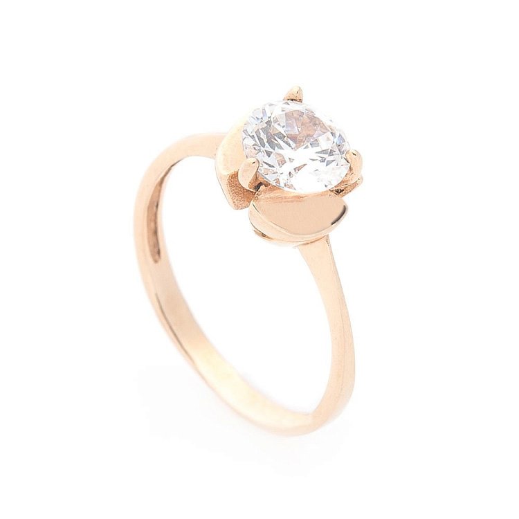 Золота заручальна каблучка з фіанітом к01894 від ювелірного магазину Онікс