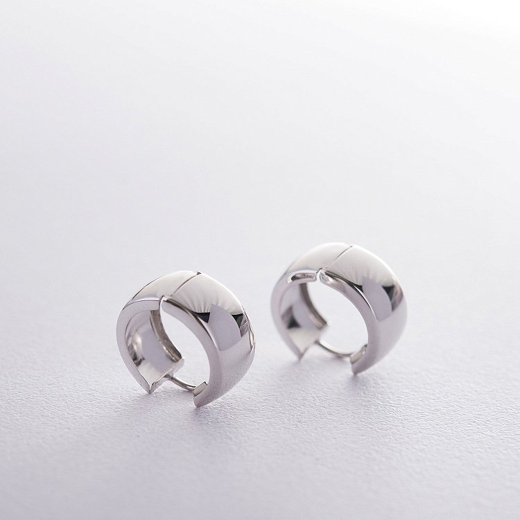 Золотые серьги-кольца без камней с02964 от ювелирного магазина Оникс - 5