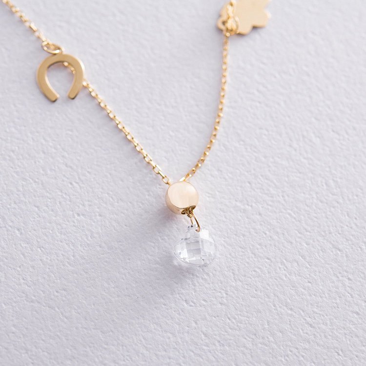 Золотой браслет с фианитом б04455 от ювелирного магазина Оникс - 1