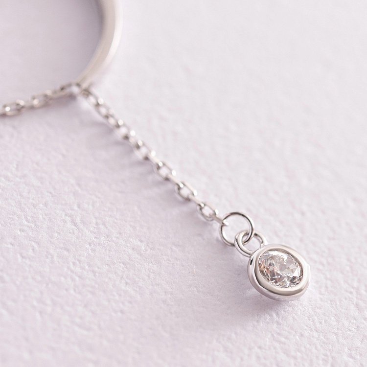 Золота каблучка з підвіскою (фіаніт) к06995 від ювелірного магазину Онікс - 2