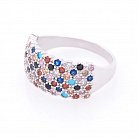 Серебряное кольцо с разноцветными фианитами 112157 от ювелирного магазина Оникс - 1