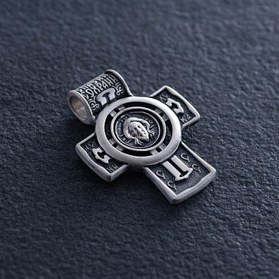 Серебряный православный крест "Господь Вседержитель. Ангел Хранитель. Спаси и Сохрани" 133233