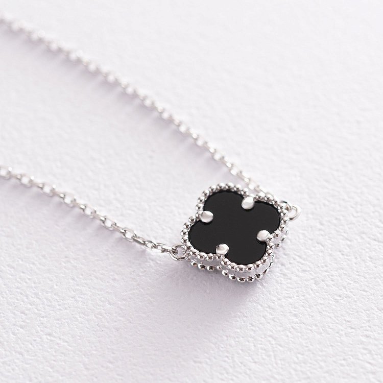 Браслет "Клевер" в белом золоте (оникс) б04571 - 2 Браслет "Клевер" в белом золоте (оникс) б04571 от ювелирного магазина Оникс - 2