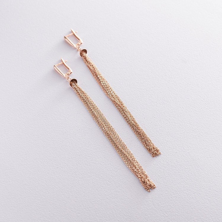 Золоті висячі сережки "Дощ" 480051 від ювелірного магазину Онікс - 4