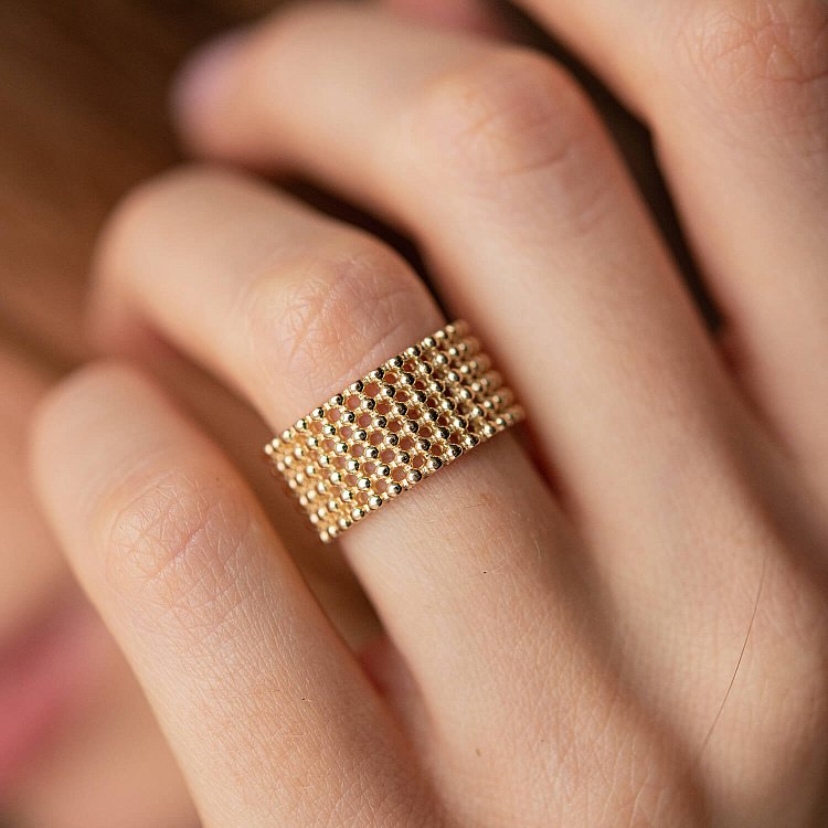 Каблучка "Рейчел" з кульками (жовте золото) к07333 від ювелірного магазину Онікс - 8