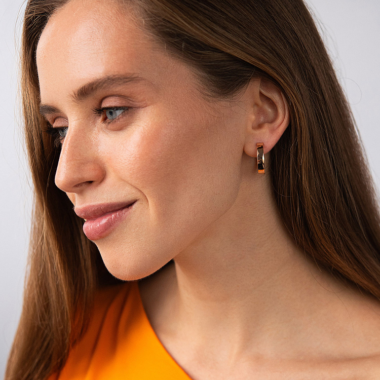 Золоті сережки-кільця з фіанітами, діаметр: 21 мм с05019 від ювелірного магазину Онікс - 4