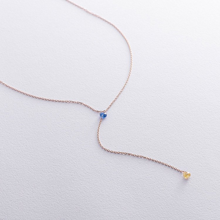 Кольє - краватка "Кольори свободи" у червоному золоті (фіаніти) кол02336 від ювелірного магазину Онікс