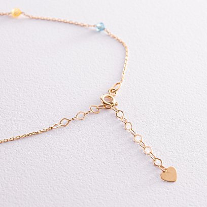 Кольє "Вільна" у жовтому золоті (блакитні та жовті фіаніти) кол02246 №10