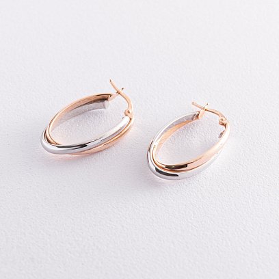 Серьги "Сплетение" (красное и белое золото) с04869