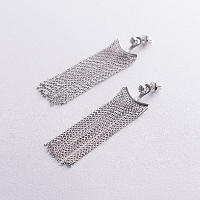 Срібні сережки - джекети "Іветта" з ланцюжками 902-01373 №3