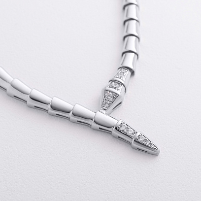 Кольє "Змія" у білому золоті (фіаніти) кол02628 №2