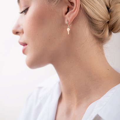 Золотые серьги - пусеты "Ключики" с07331 №2