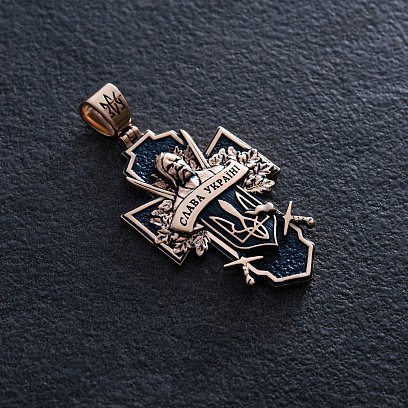 Золотий хрест "Український козак. Слава Україні. На звороті - Спаси і Збережи" п03884