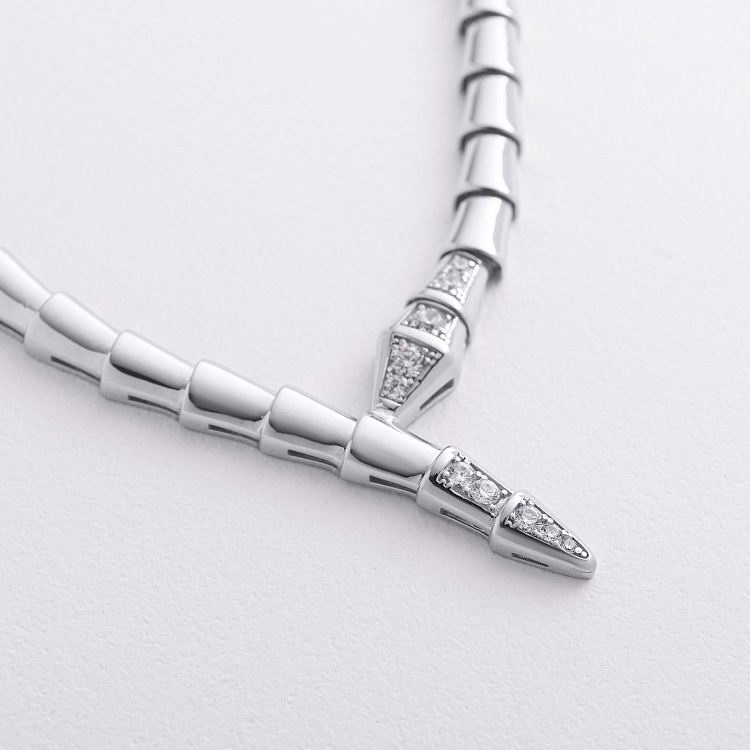 Кольє "Змія" у білому золоті (фіаніти) кол02628 від ювелірного магазину Онікс - 1