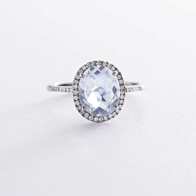 Золота каблучка (кварц, діамант) LDR0518-p від ювелірного магазину Онікс