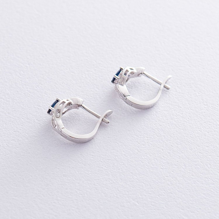 Золоті сережки з синіми сапфірами і діамантами C01298E від ювелірного магазину Онікс - 2