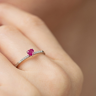 Золота каблучка "Сердечко" (діаманти, рубін) кб0623ca №2