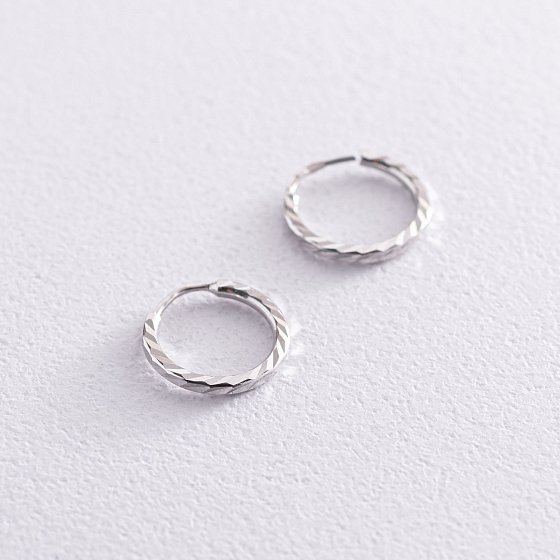Серьги - кольца в белом золоте (1.2 см) с07311