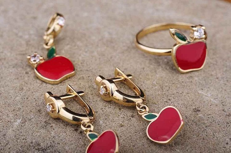 Сережки дитячі (емаль, фіаніт) с02636 від ювелірного магазину Онікс - 1