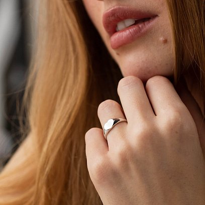 Серебряная печатка "Сердечко" (возможна гравировка) 7090 №2