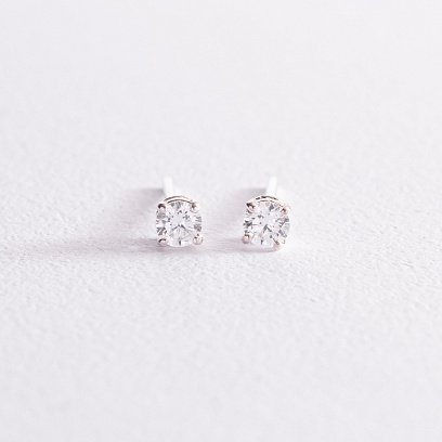 Серебряные серьги - пусеты с фианитами 121892 №3