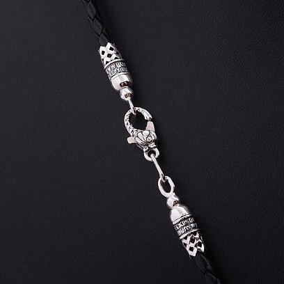 Шкіряний шнурок "Спаси і збережи" зі срібною застібкою "Рибка" (3 мм) 18154 №4