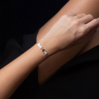 Золотой браслет "Два мальчика" с фианитами б04106 №2