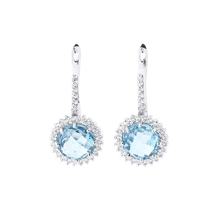 Золотые серьги с топазом swiss и фианитами 14048558 от ювелирного магазина Оникс