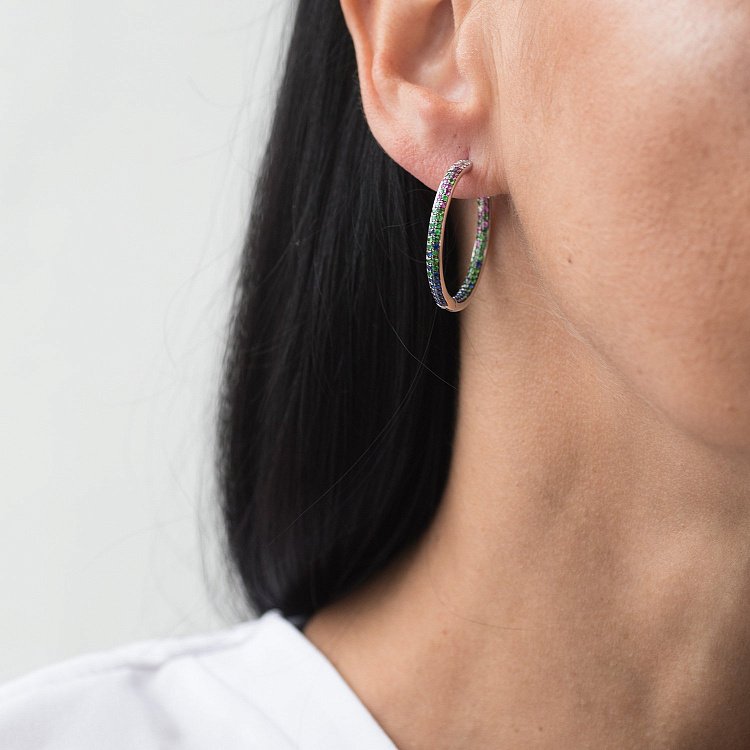 Золотые серьги с бриллиантами и сапфирами сб0288sth от ювелирного магазина Оникс - 2