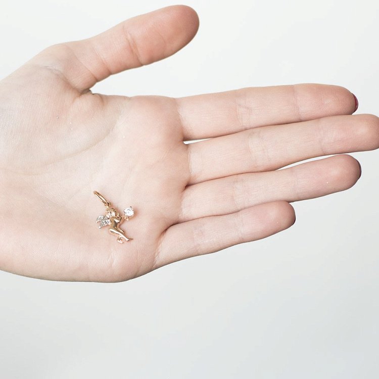 Золотой кулон с ангелом (фианит) п02957 от ювелирного магазина Оникс - 3